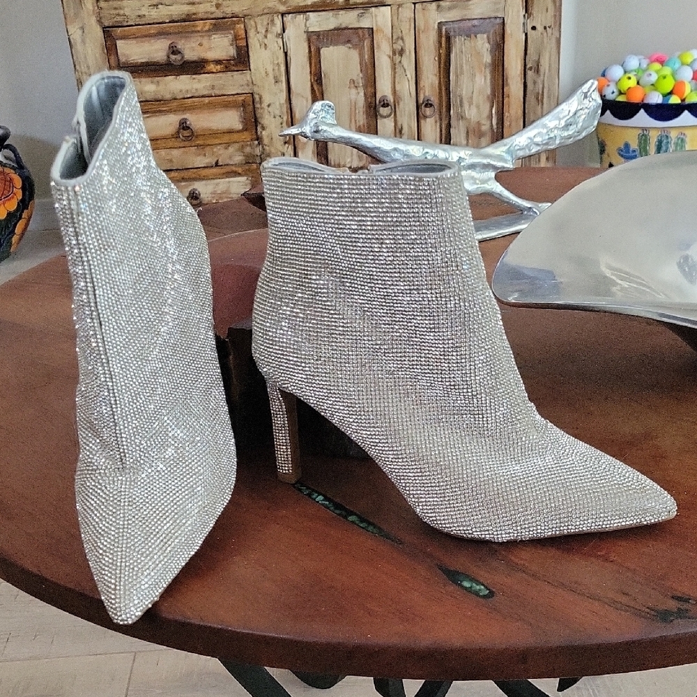 Gianni Bini Silver Heeled Boots with Stiletto